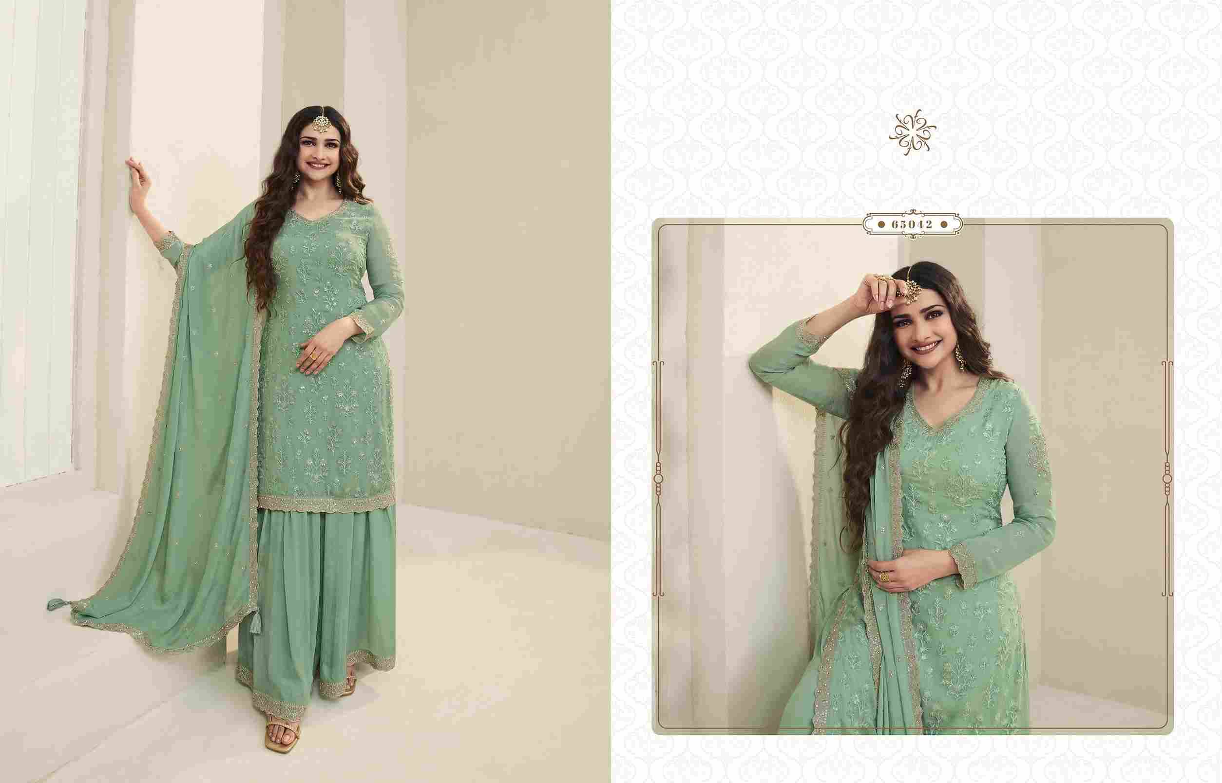 Sangini By Vinay Fashion 65041 To 65046 Series Beautiful Sharara Suits Colorful Stylish Fancy Casual Wear & Ethnic Wear Organza Embroidered Dresses At Wholesale Price