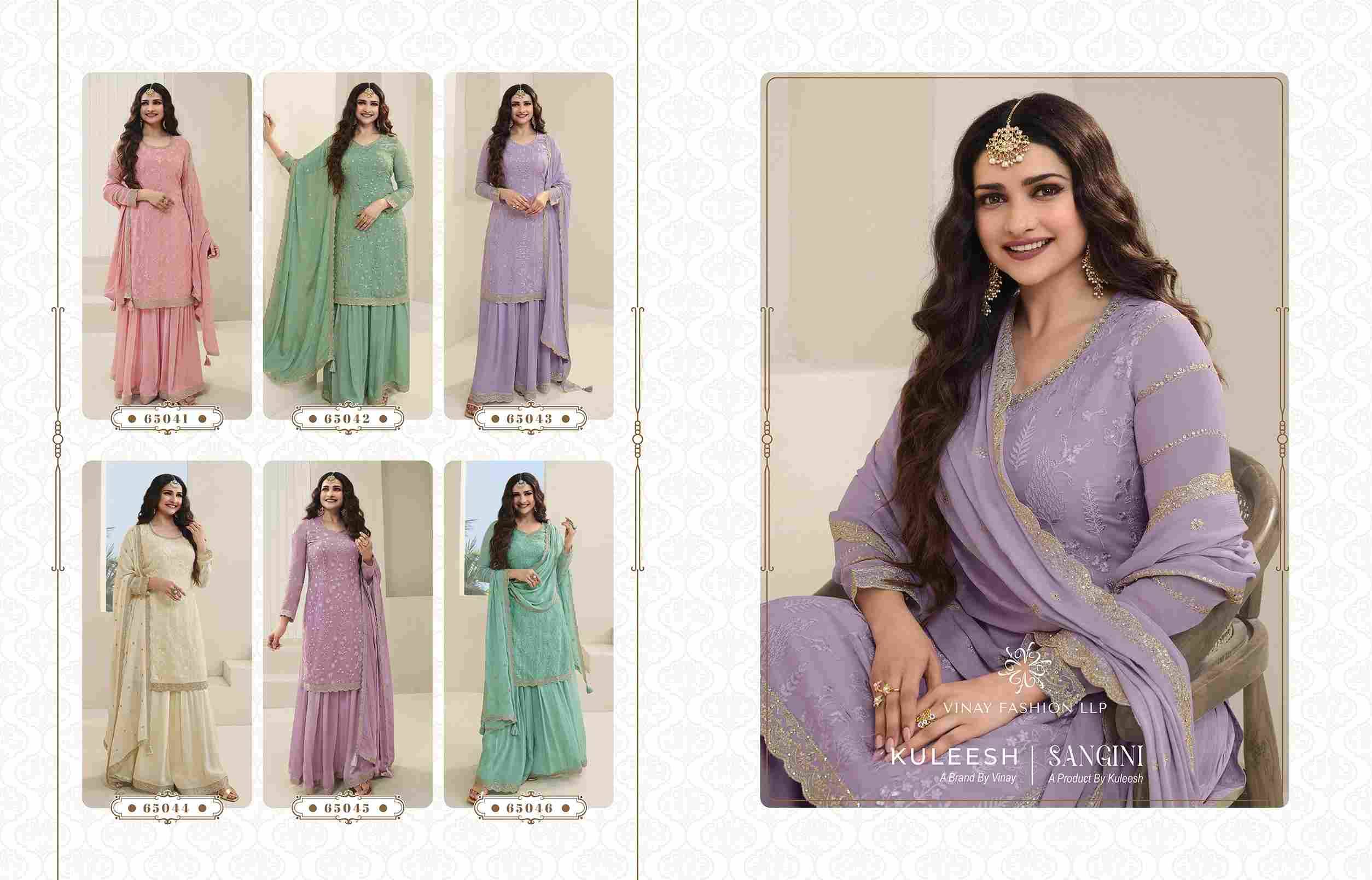 Sangini By Vinay Fashion 65041 To 65046 Series Beautiful Sharara Suits Colorful Stylish Fancy Casual Wear & Ethnic Wear Organza Embroidered Dresses At Wholesale Price