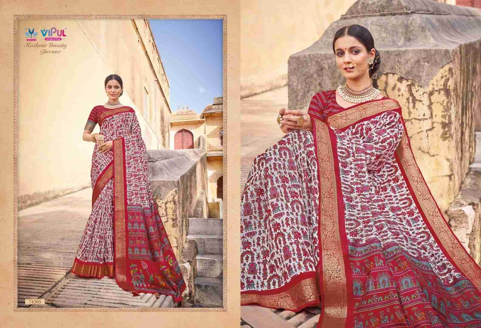 Kashmir Beauty Ghoomar By Vipul Fashion 74304 To 74321 Series Indian Traditional Wear Collection Beautiful Stylish Fancy Colorful Party Wear & Occasional Wear Fancy Sarees At Wholesale Price