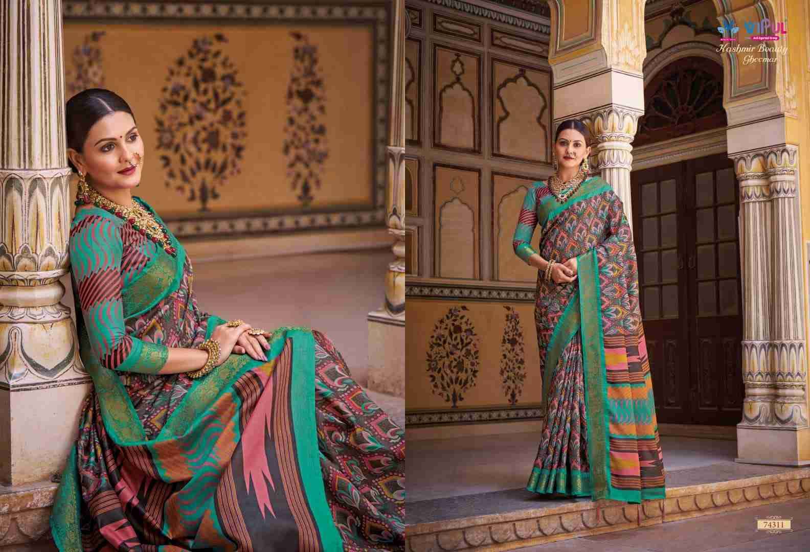 Kashmir Beauty Ghoomar By Vipul Fashion 74304 To 74321 Series Indian Traditional Wear Collection Beautiful Stylish Fancy Colorful Party Wear & Occasional Wear Fancy Sarees At Wholesale Price