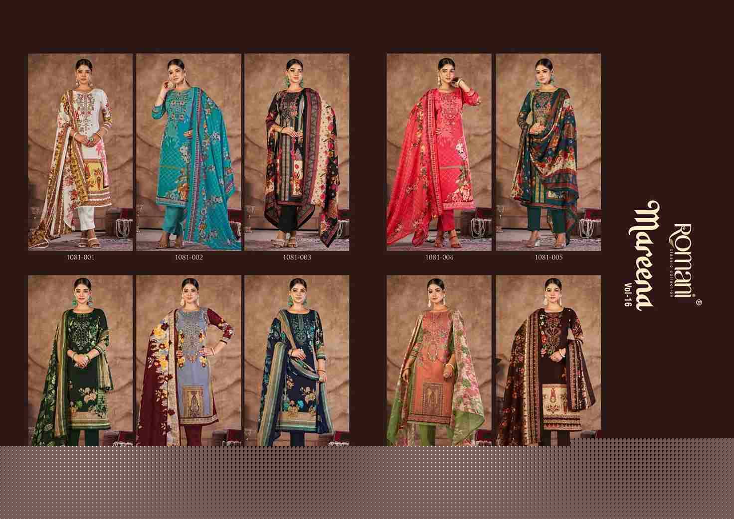 Mareena Vol-16 By Romani 1081-001 To 1081-010 Series Beautiful Festive Suits Colorful Stylish Fancy Casual Wear & Ethnic Wear Pure Cotton Print With Work Dresses At Wholesale Price