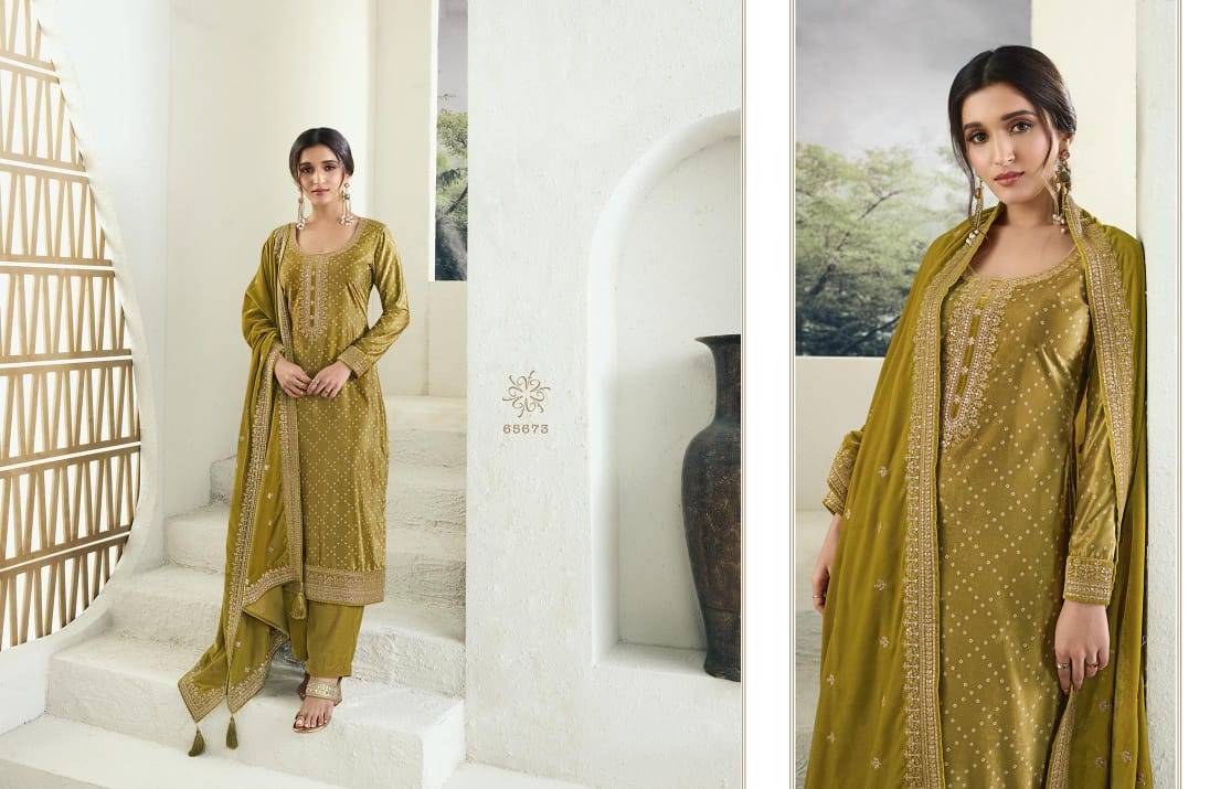 Kanval By Vinay Fashion 65671 To 65676 Series Beautiful Festive Suits Colorful Stylish Fancy Casual Wear & Ethnic Wear Velvet Embroidered Dresses At Wholesale Price