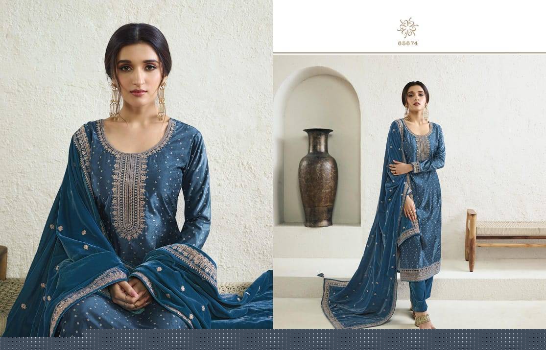 Kanval By Vinay Fashion 65671 To 65676 Series Beautiful Festive Suits Colorful Stylish Fancy Casual Wear & Ethnic Wear Velvet Embroidered Dresses At Wholesale Price