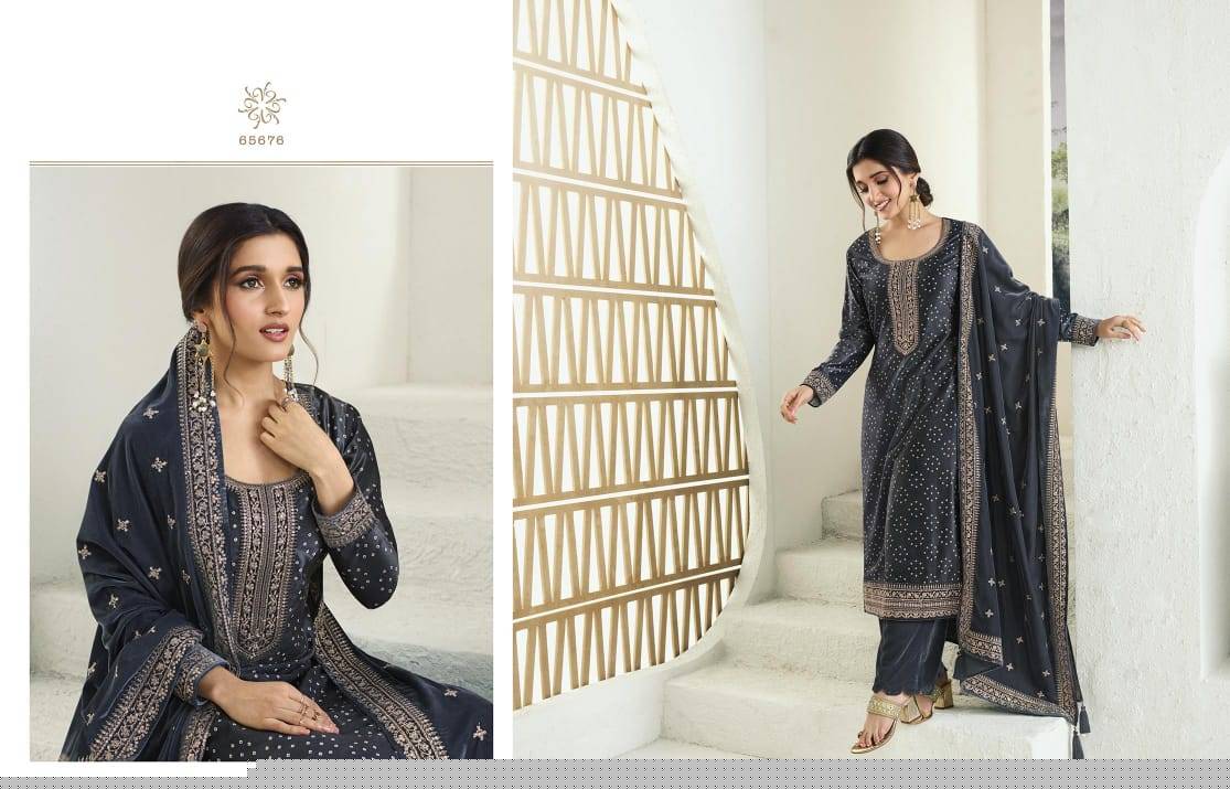 Kanval By Vinay Fashion 65671 To 65676 Series Beautiful Festive Suits Colorful Stylish Fancy Casual Wear & Ethnic Wear Velvet Embroidered Dresses At Wholesale Price