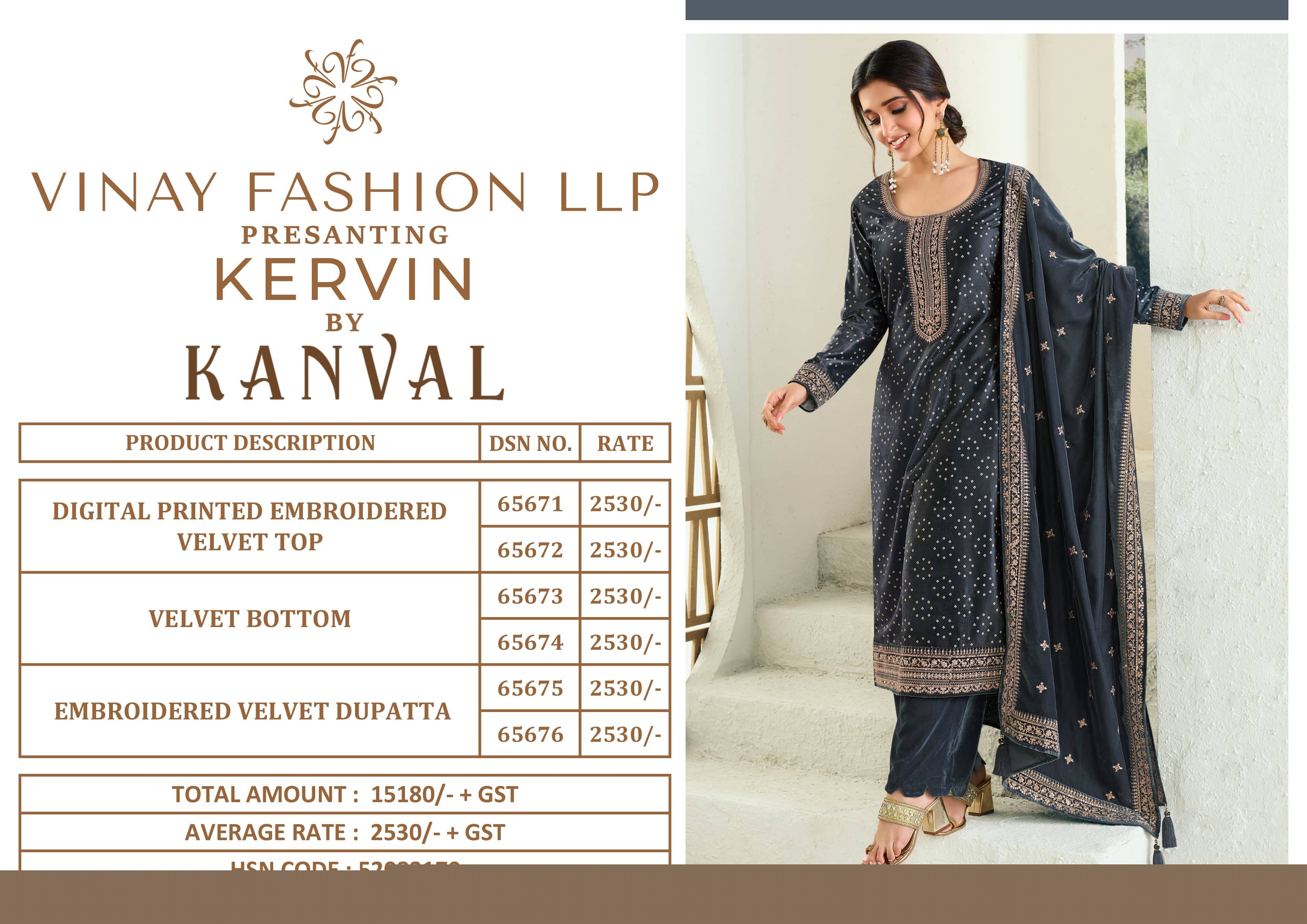 Kanval By Vinay Fashion 65671 To 65676 Series Beautiful Festive Suits Colorful Stylish Fancy Casual Wear & Ethnic Wear Velvet Embroidered Dresses At Wholesale Price