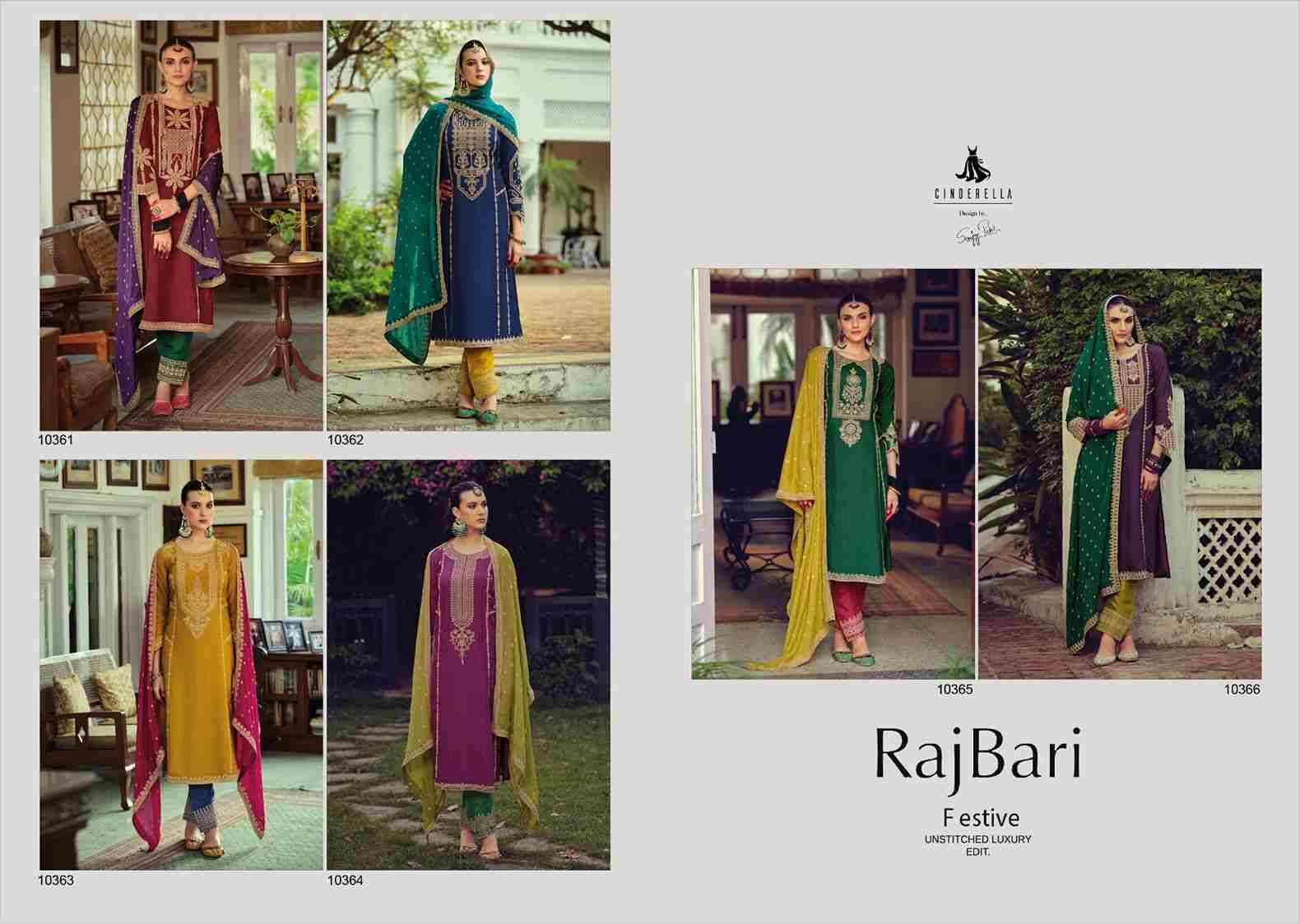 Raj Bari By Cinderella 10361 To 10366 Series Beautiful Festive Suits Colorful Stylish Fancy Casual Wear & Ethnic Wear Pure Bemberg Silk Dresses At Wholesale Price