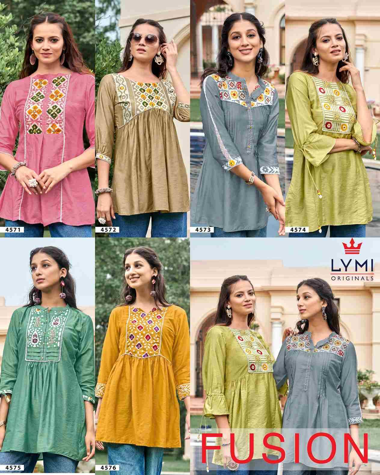 Fusion By Lymi Originals 4571 To 4575 Series Designer Stylish Fancy Colorful Beautiful Party Wear & Ethnic Wear Collection Viscose Print Tops At Wholesale Price