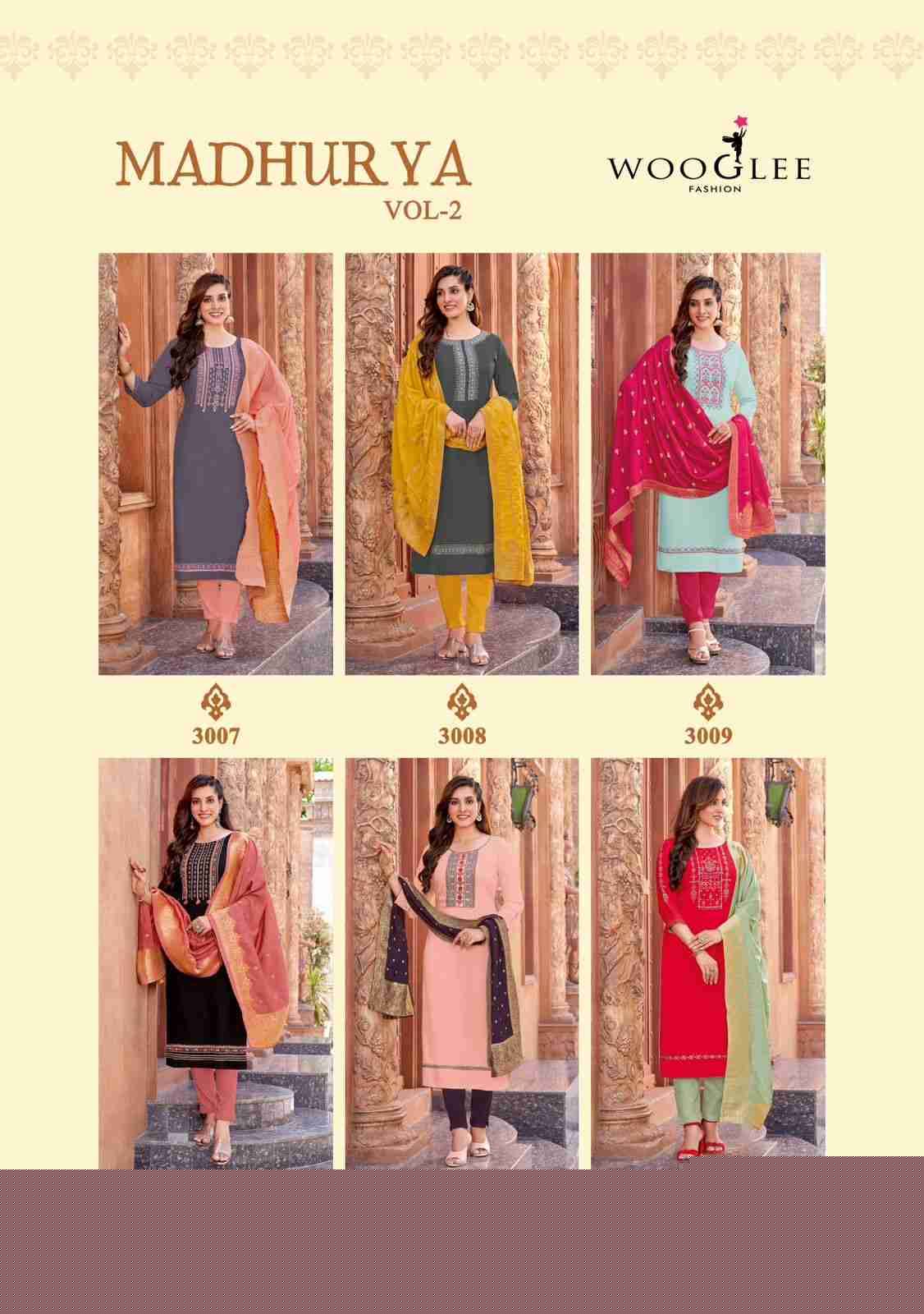Madhurya Vol-2 By Wooglee 3007 To 3012 Series Beautiful Festive Suits Colorful Stylish Fancy Casual Wear & Ethnic Wear Rayon Weaving Dresses At Wholesale Price