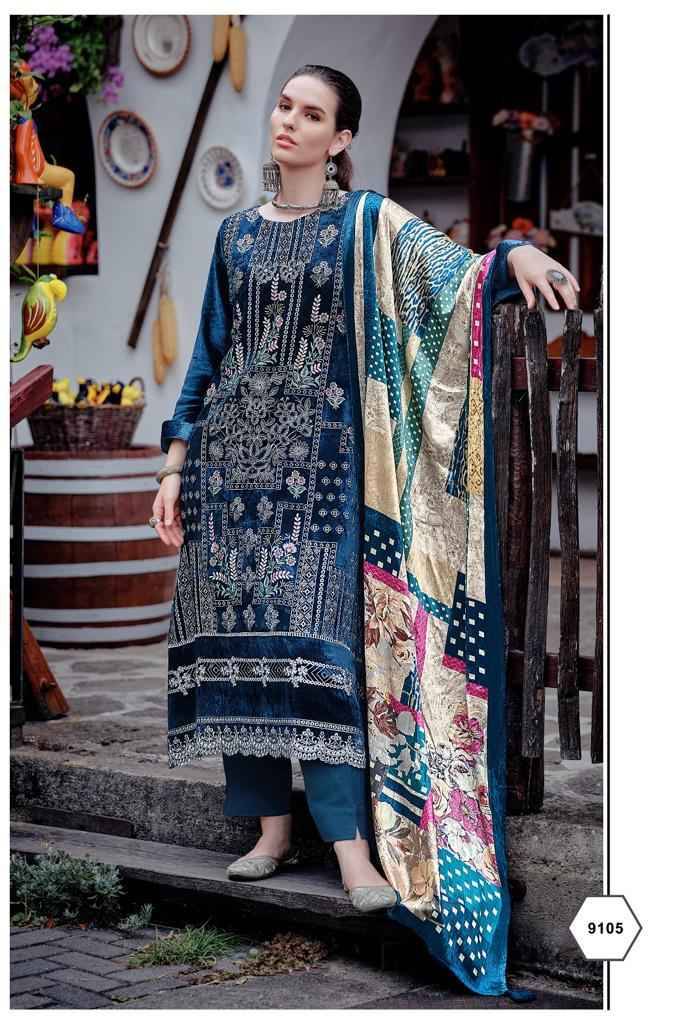 Qataar By Aiqa 9101 To 9108 Series Beautiful Suits Colorful Stylish Fancy Casual Wear & Ethnic Wear Pure Velvet With Work Dresses At Wholesale Price