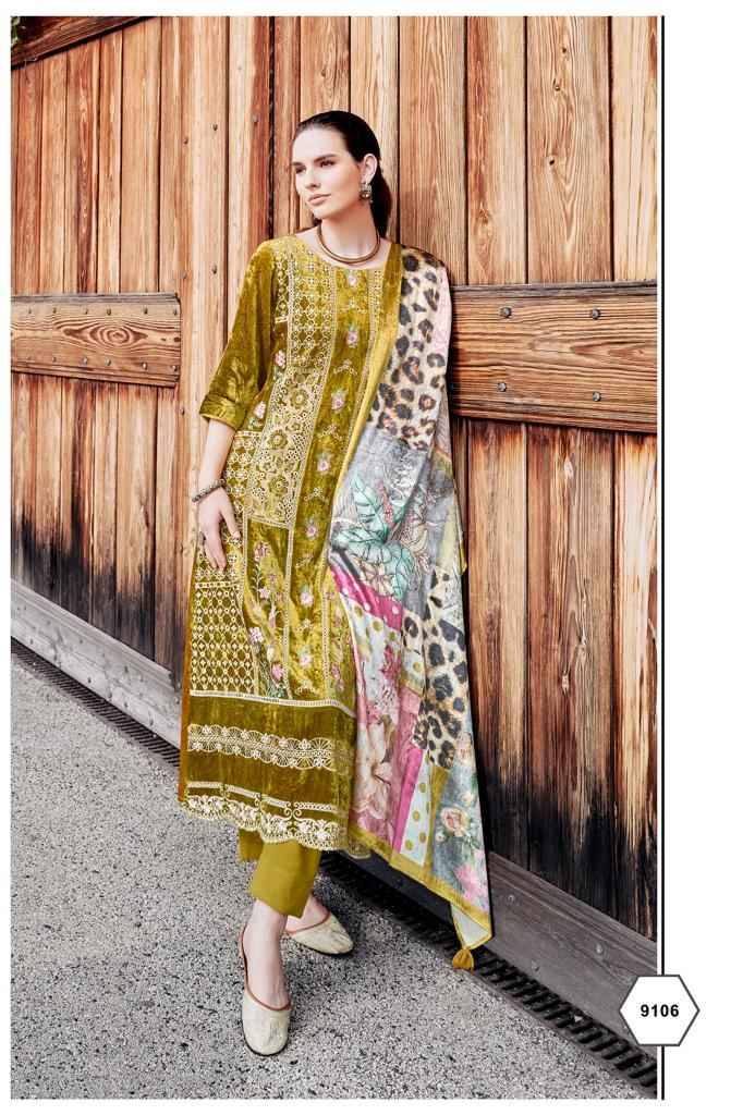 Qataar By Aiqa 9101 To 9108 Series Beautiful Suits Colorful Stylish Fancy Casual Wear & Ethnic Wear Pure Velvet With Work Dresses At Wholesale Price