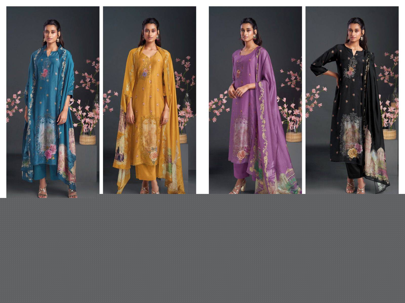 Shayla-1918 By Ganga Fashion 1918-A To 1918-D Series Beautiful Stylish Festive Suits Fancy Colorful Casual Wear & Ethnic Wear & Ready To Wear Bemberg Silk Dresses At Wholesale Price