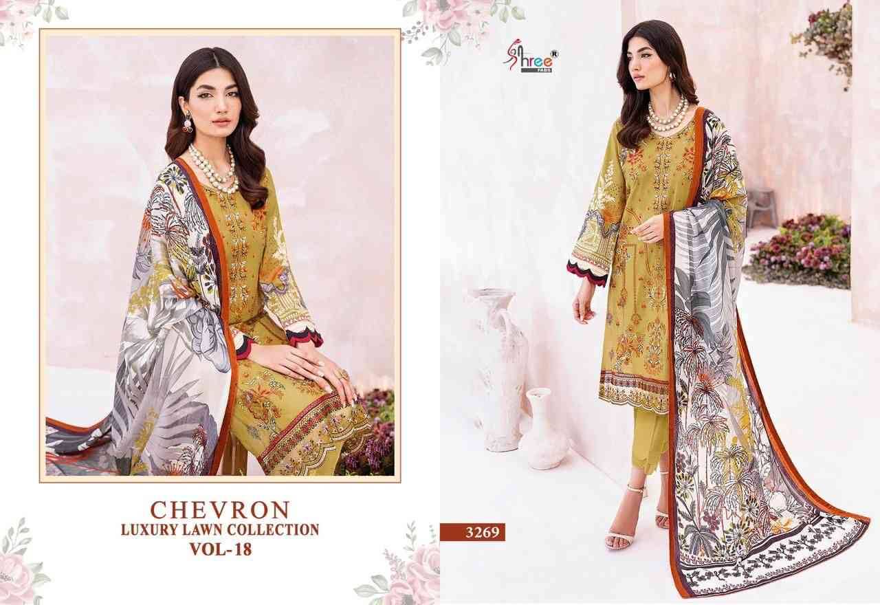 Chevron Luxury Lawn Collection Vol-18 By Shree Fabs 3264 To 3270 Series Pakistani Suits Collection Beautiful Stylish Fancy Colorful Party Wear & Occasional Wear Pure Lawn Embroidered Dresses At Wholesale Price