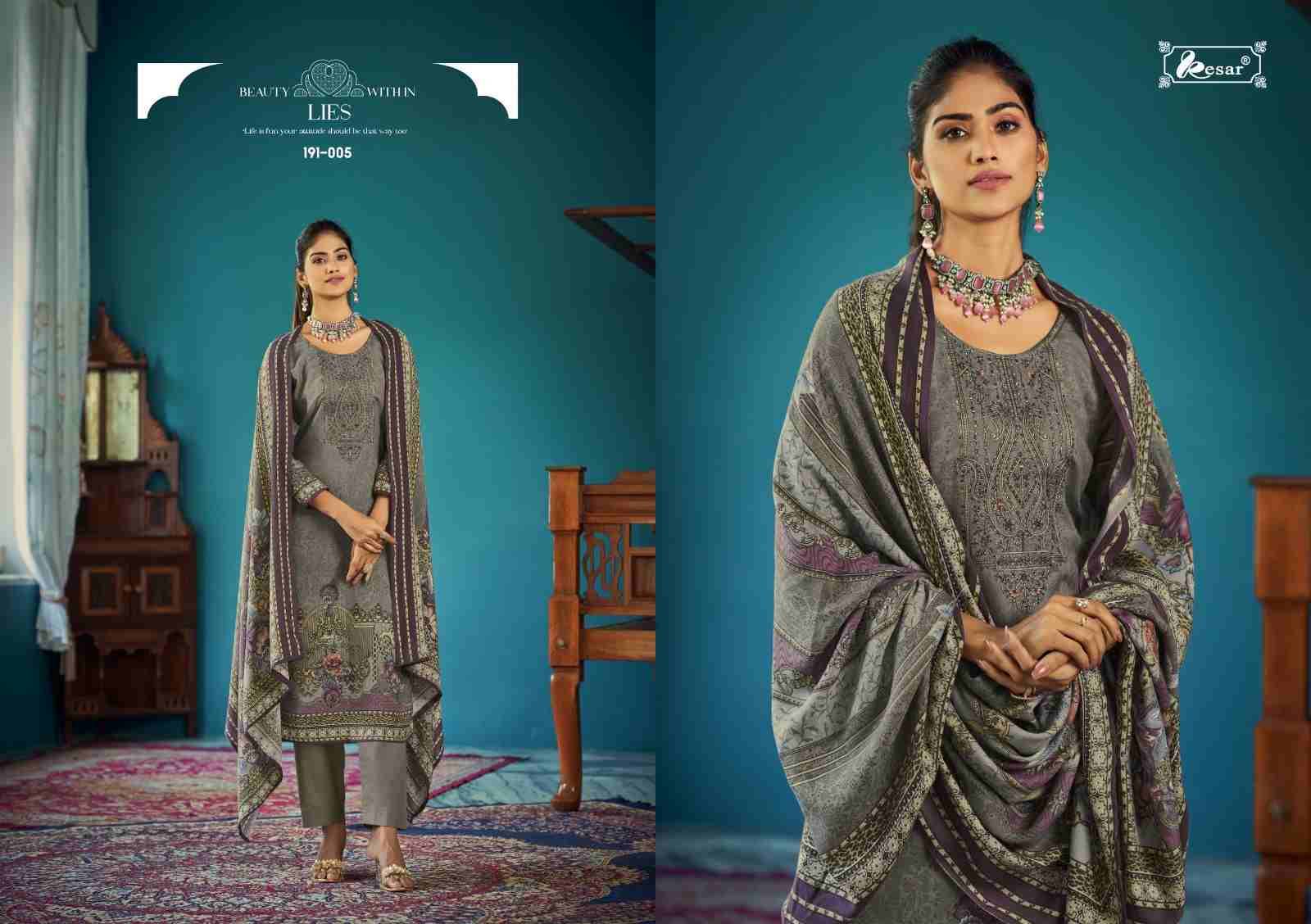 Amira By Kesar 191-001 To 191-006 Series Beautiful Festive Suits Colorful Stylish Fancy Casual Wear & Ethnic Wear Whoolan Dresses At Wholesale Price