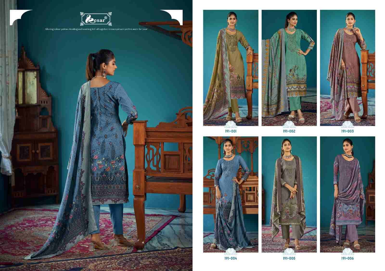 Amira By Kesar 191-001 To 191-006 Series Beautiful Festive Suits Colorful Stylish Fancy Casual Wear & Ethnic Wear Whoolan Dresses At Wholesale Price