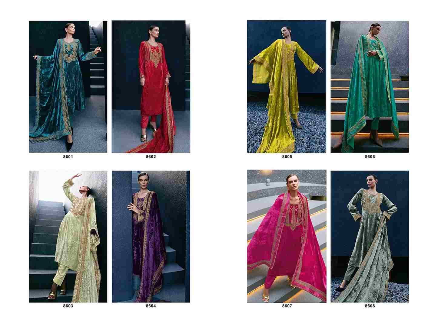 Edinburgh By Aiqa 8601 To 8608 Series Beautiful Stylish Festive Suits Fancy Colorful Casual Wear & Ethnic Wear & Ready To Wear Pure Velvet With Work Dresses At Wholesale Price