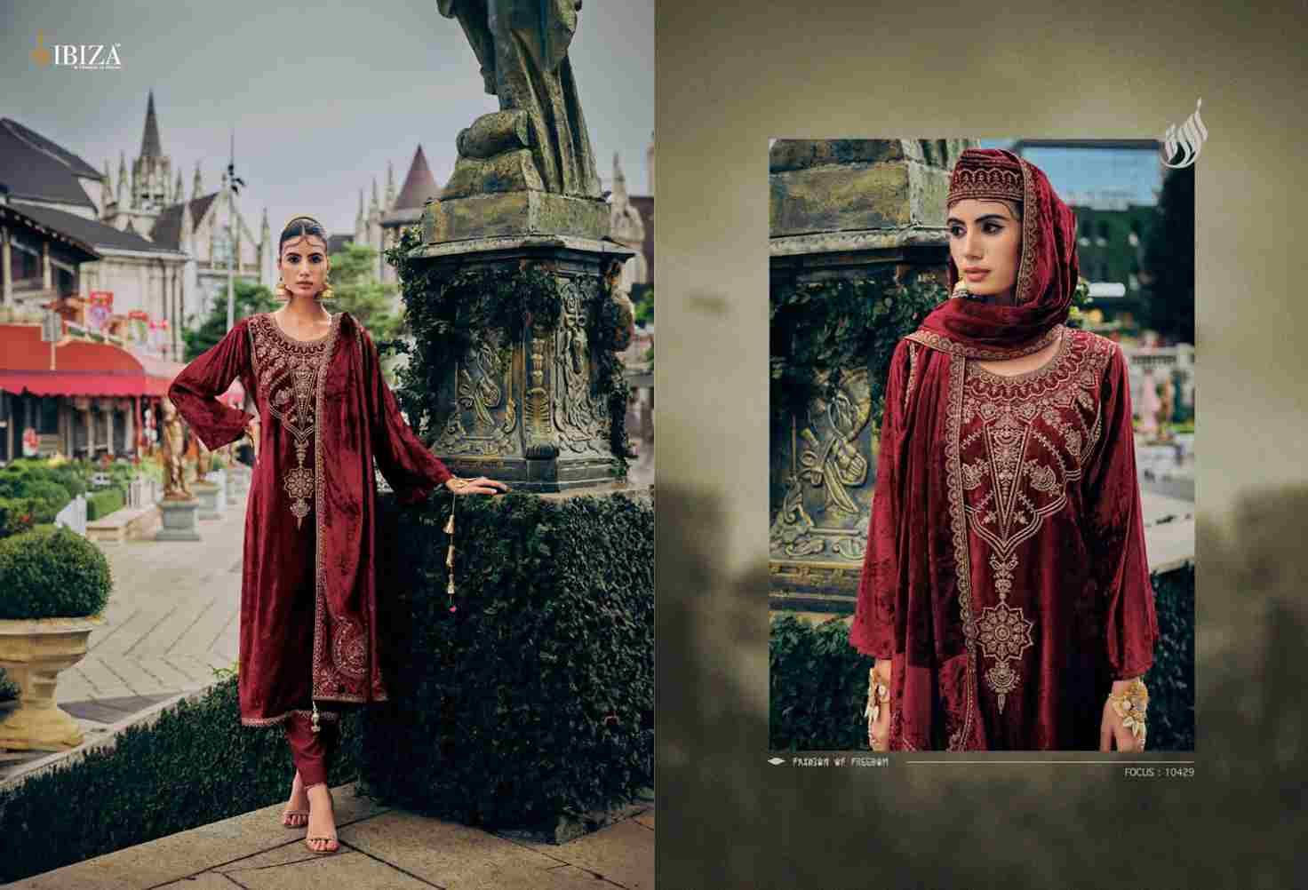Pink Velvet By Ibiza 10429 To 10434 Series Beautiful Stylish Festive Suits Fancy Colorful Casual Wear & Ethnic Wear & Ready To Wear Pure Viscose Velvet With Work Dresses At Wholesale Price