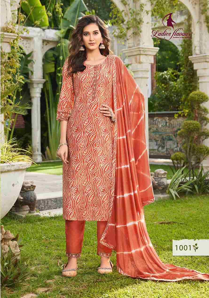 Muskan By Ladies Flavour 1001 To 1004 Series Beautiful Stylish Suits Fancy Colorful Casual Wear & Ethnic Wear & Ready To Wear Modal Chanderi Print With Embroidered Dresses At Wholesale Price