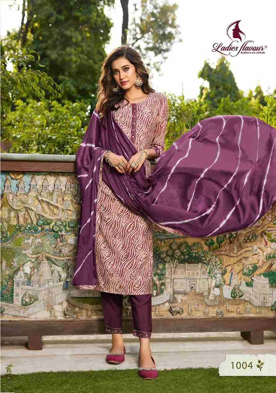 Muskan By Ladies Flavour 1001 To 1004 Series Beautiful Stylish Suits Fancy Colorful Casual Wear & Ethnic Wear & Ready To Wear Modal Chanderi Print With Embroidered Dresses At Wholesale Price