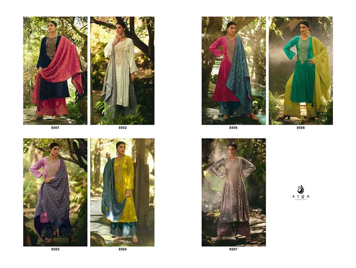 Hasrat By Aiqa 8501 To 8507 Series Beautiful Stylish Festive Suits Fancy Colorful Casual Wear & Ethnic Wear & Ready To Wear Pure Velvet With Work Dresses At Wholesale Price