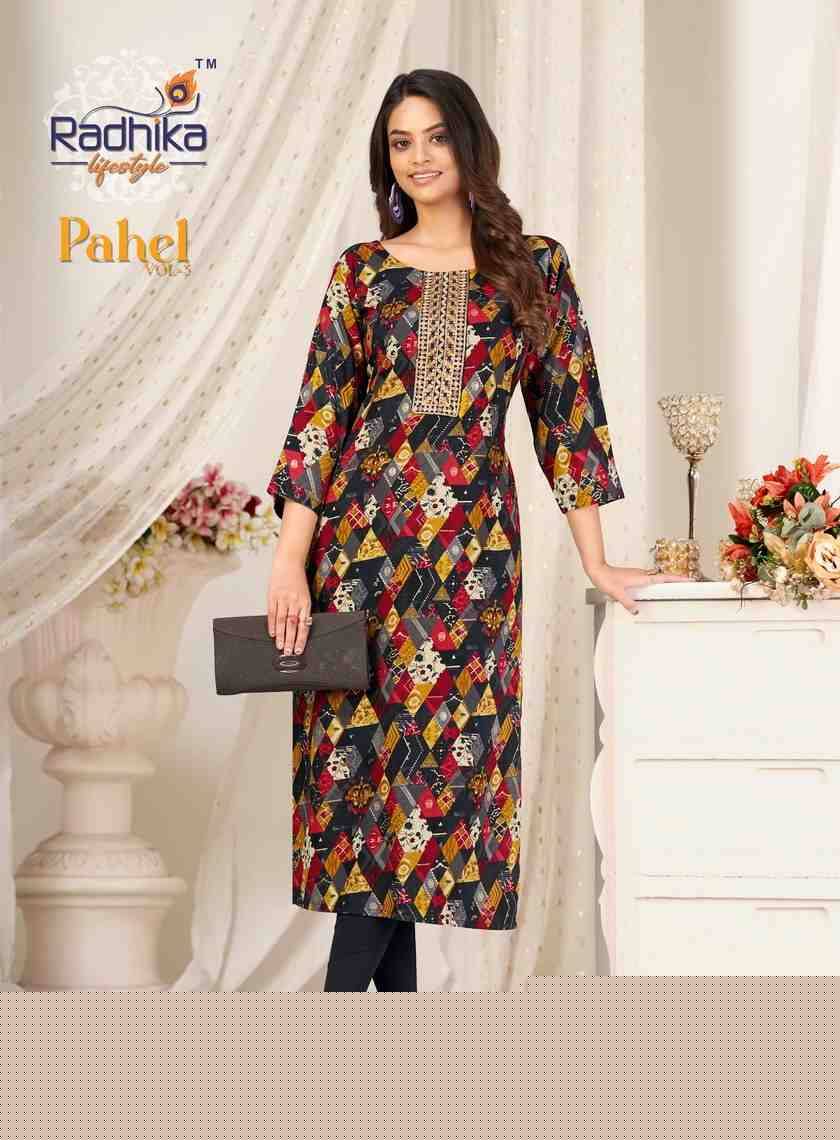 Pahel Vol-5 By Radhika Lifestyle 5001 To 5009 Series Designer Stylish Fancy Colorful Beautiful Party Wear & Ethnic Wear Collection Rayon Prints Kurtis At Wholesale Price