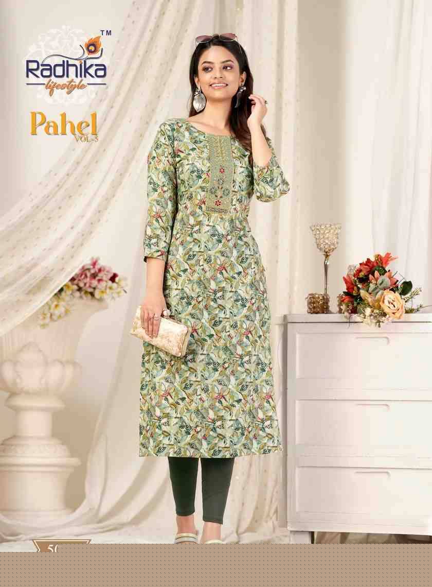 Pahel Vol-5 By Radhika Lifestyle 5001 To 5009 Series Designer Stylish Fancy Colorful Beautiful Party Wear & Ethnic Wear Collection Rayon Prints Kurtis At Wholesale Price