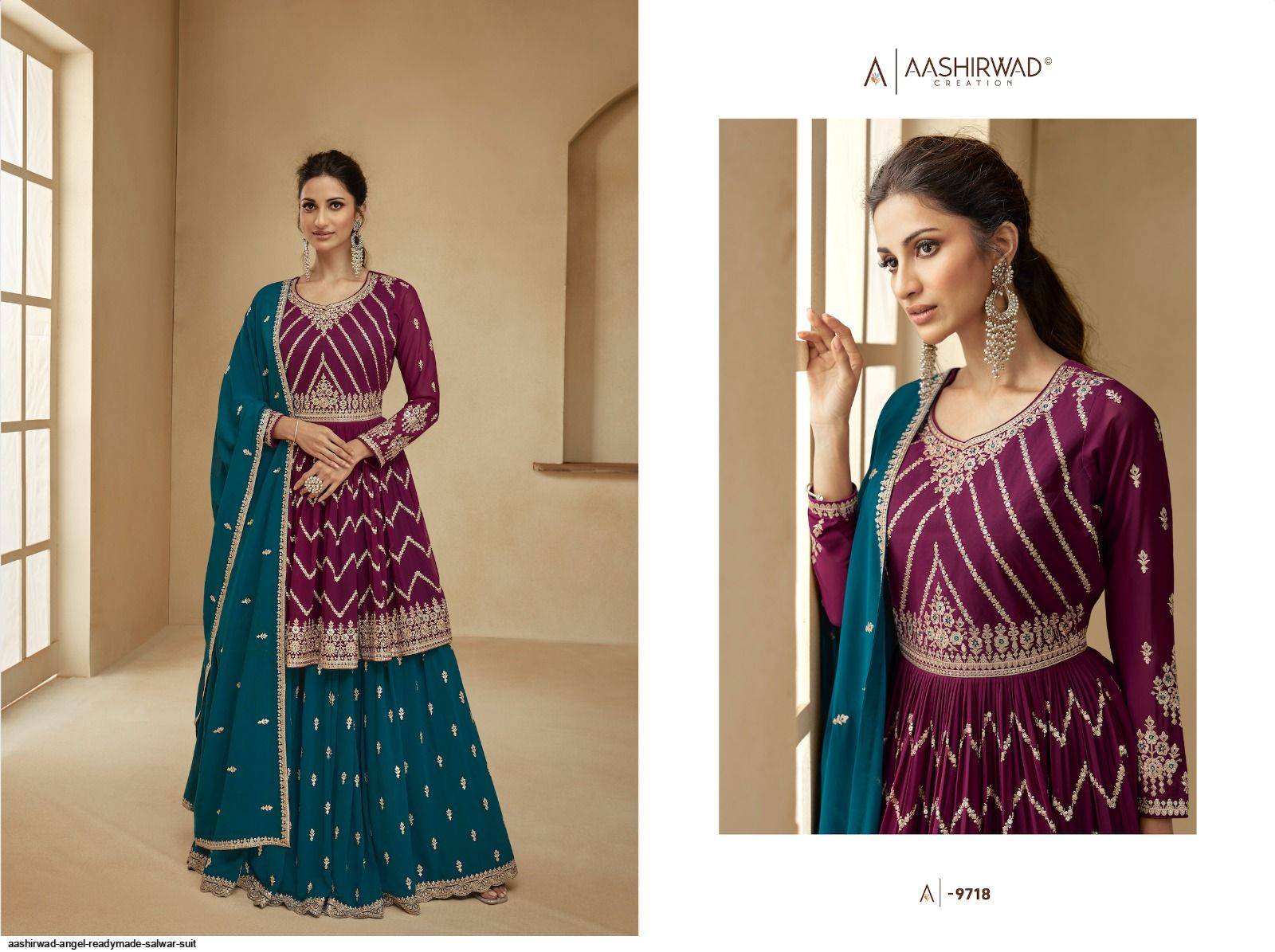 Angel By Aashirwad Creation 9714 To 9718 Series Beautiful Fetsive Suits Stylish Fancy Colorful Casual Wear & Ethnic Wear Georgette Embroidered Dresses At Wholesale Price