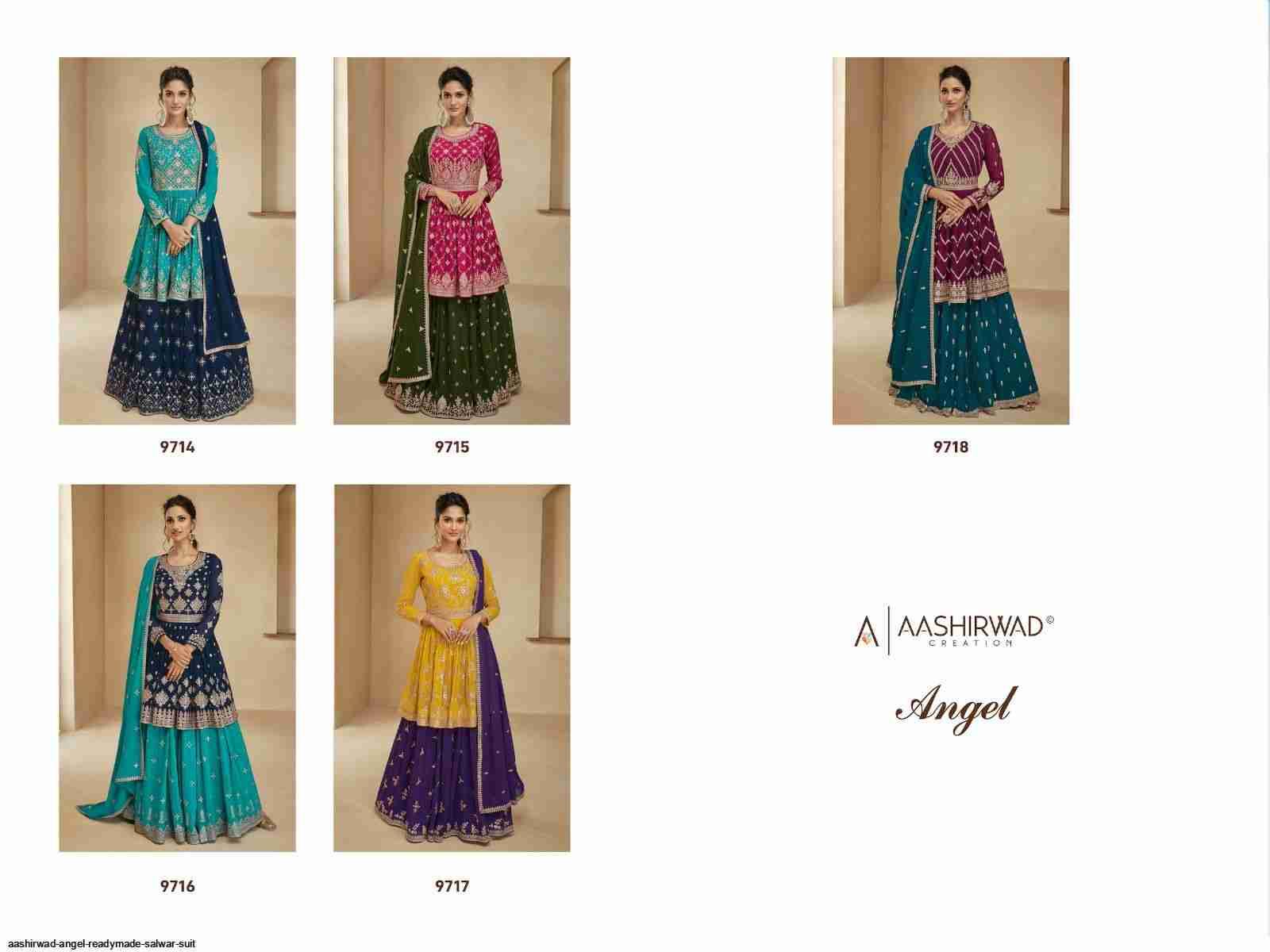 Angel By Aashirwad Creation 9714 To 9718 Series Beautiful Fetsive Suits Stylish Fancy Colorful Casual Wear & Ethnic Wear Georgette Embroidered Dresses At Wholesale Price