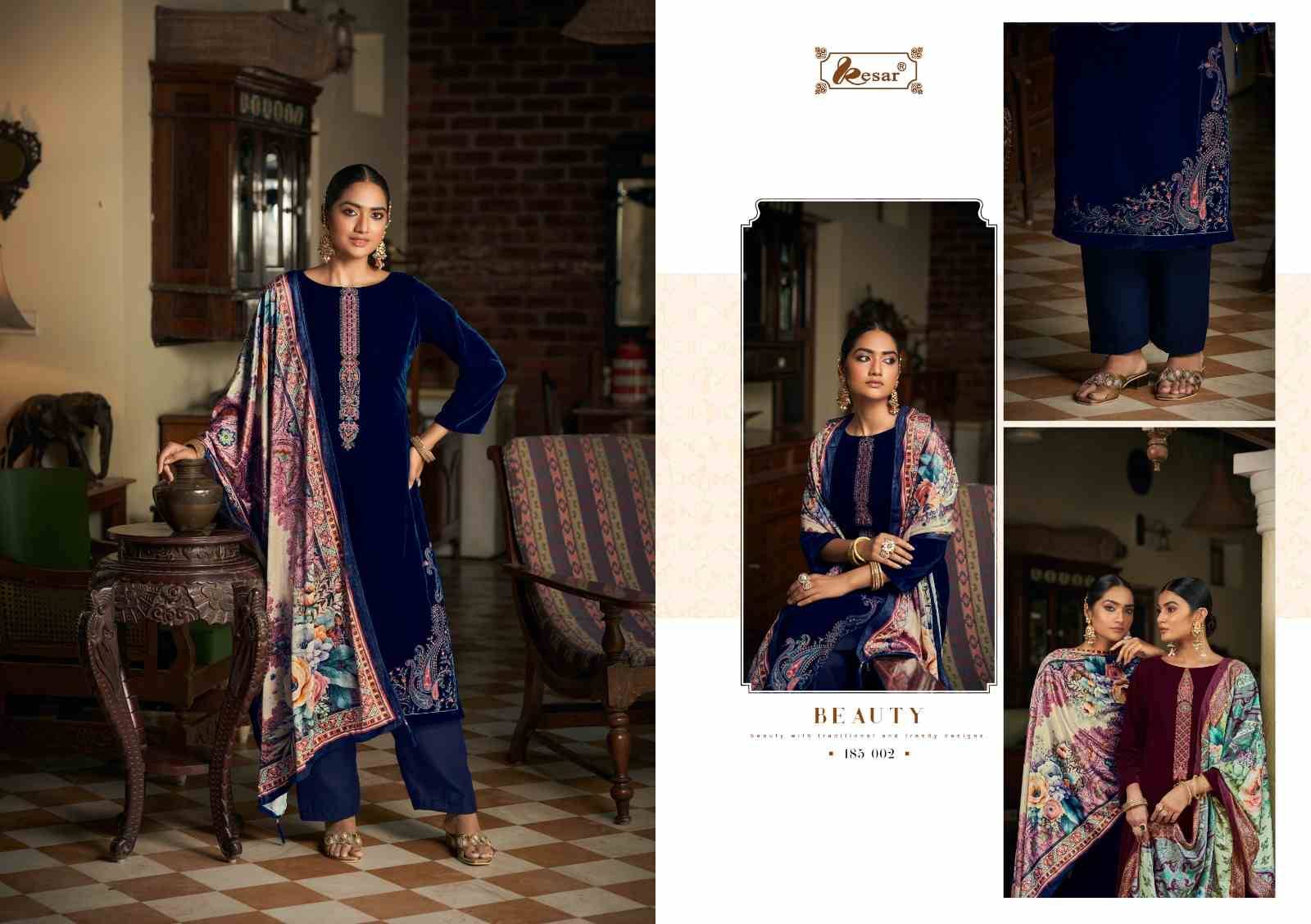 Meenakari By Kesar 185-001 To 185-006 Series Beautiful Stylish Festive Suits Fancy Colorful Casual Wear & Ethnic Wear & Ready To Wear Pure Viscose Velvet Print With Work Dresses At Wholesale Price