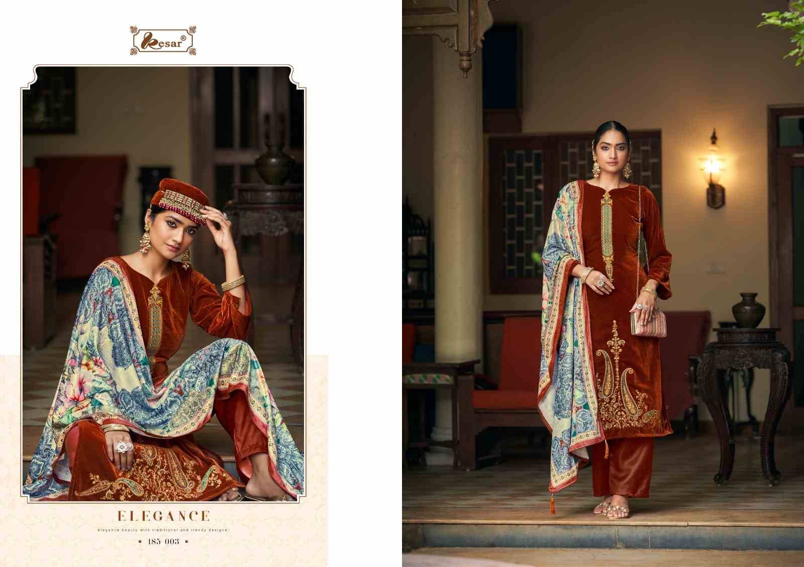 Meenakari By Kesar 185-001 To 185-006 Series Beautiful Stylish Festive Suits Fancy Colorful Casual Wear & Ethnic Wear & Ready To Wear Pure Viscose Velvet Print With Work Dresses At Wholesale Price