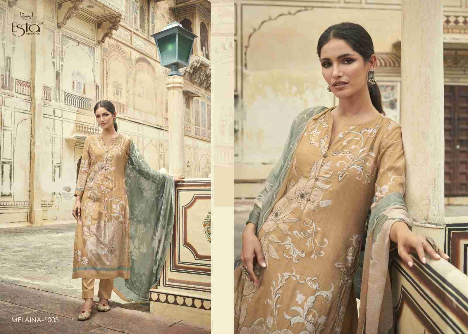 Melaina By Esta Designs 1001 To 1007 Series Beautiful Stylish Festive Suits Fancy Colorful Casual Wear & Ethnic Wear & Ready To Wear Muslin Digital Print Dresses At Wholesale Price