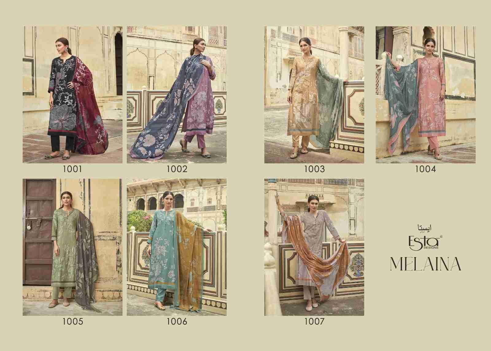 Melaina By Esta Designs 1001 To 1007 Series Beautiful Stylish Festive Suits Fancy Colorful Casual Wear & Ethnic Wear & Ready To Wear Muslin Digital Print Dresses At Wholesale Price