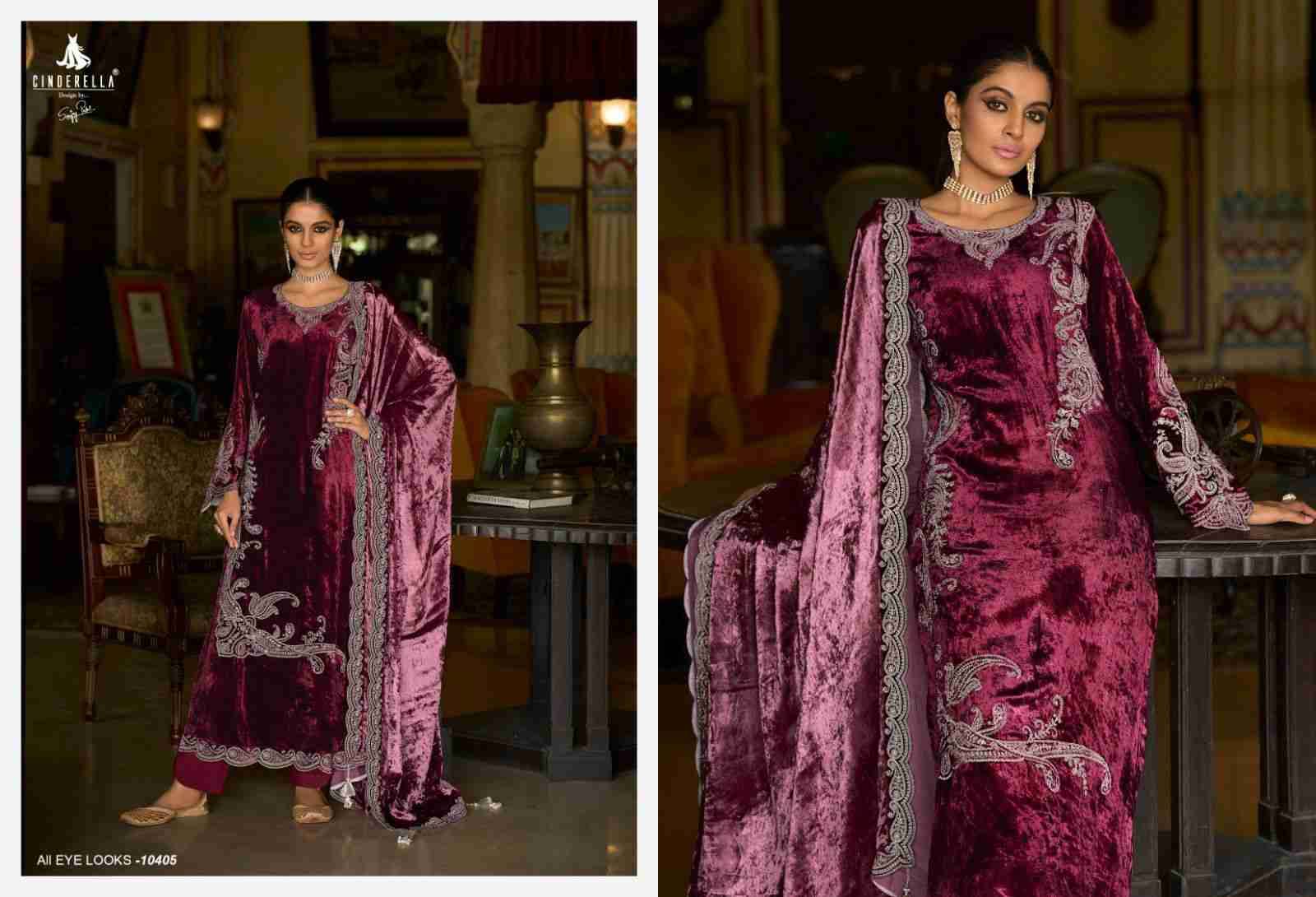 Makhmal-E-Kahani By Cinderella 10405 To 10412 Series Beautiful Stylish Festive Suits Fancy Colorful Casual Wear & Ethnic Wear & Ready To Wear Pure Viscose Velvet Dresses At Wholesale Price