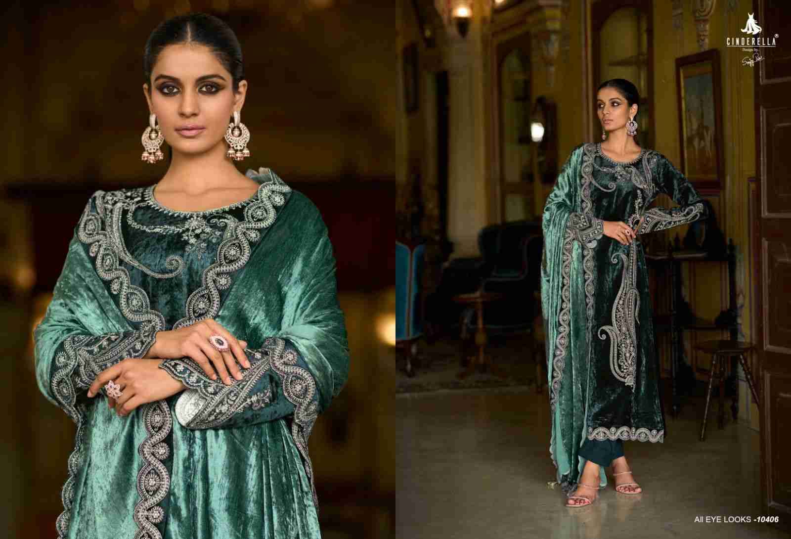 Makhmal-E-Kahani By Cinderella 10405 To 10412 Series Beautiful Stylish Festive Suits Fancy Colorful Casual Wear & Ethnic Wear & Ready To Wear Pure Viscose Velvet Dresses At Wholesale Price