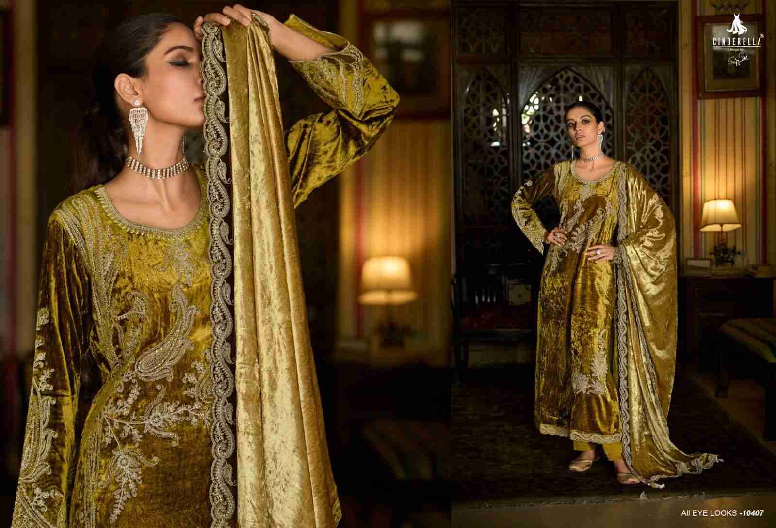 Makhmal-E-Kahani By Cinderella 10405 To 10412 Series Beautiful Stylish Festive Suits Fancy Colorful Casual Wear & Ethnic Wear & Ready To Wear Pure Viscose Velvet Dresses At Wholesale Price