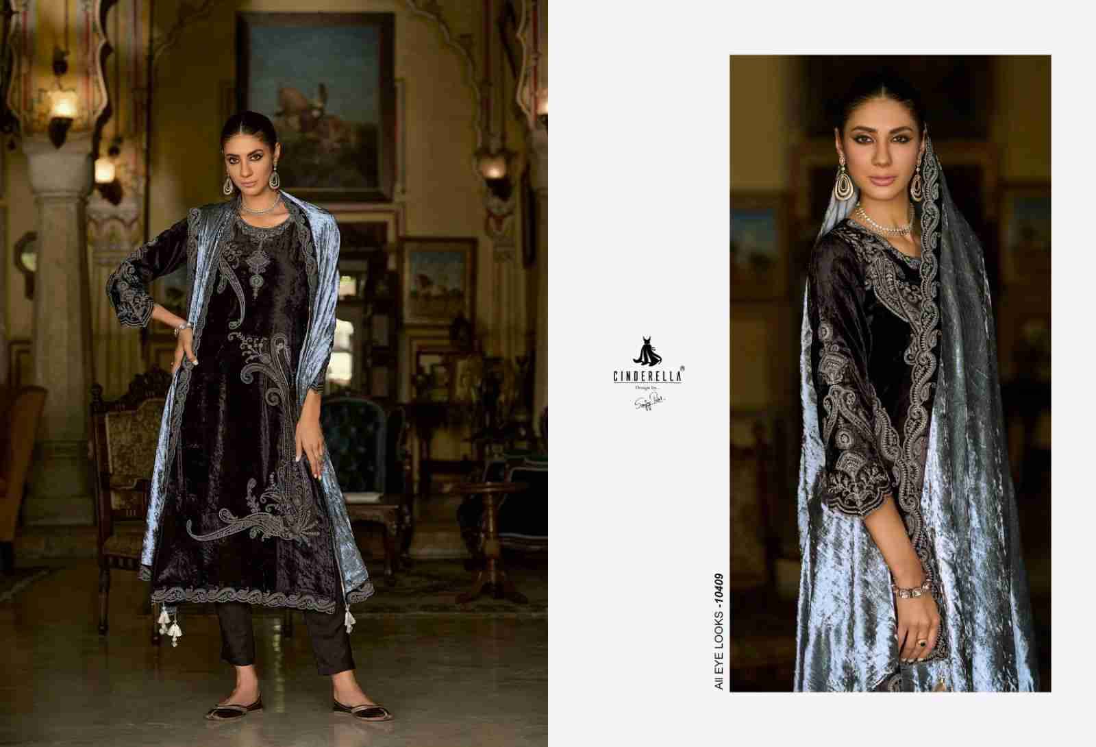 Makhmal-E-Kahani By Cinderella 10405 To 10412 Series Beautiful Stylish Festive Suits Fancy Colorful Casual Wear & Ethnic Wear & Ready To Wear Pure Viscose Velvet Dresses At Wholesale Price