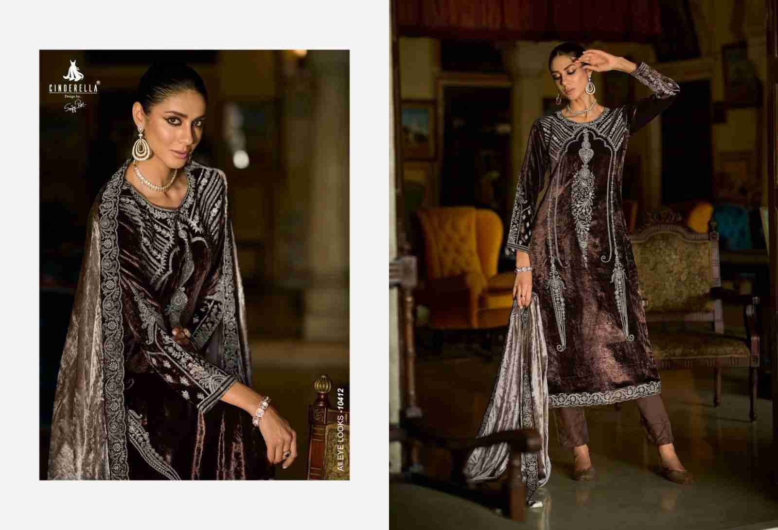 Makhmal-E-Kahani By Cinderella 10405 To 10412 Series Beautiful Stylish Festive Suits Fancy Colorful Casual Wear & Ethnic Wear & Ready To Wear Pure Viscose Velvet Dresses At Wholesale Price