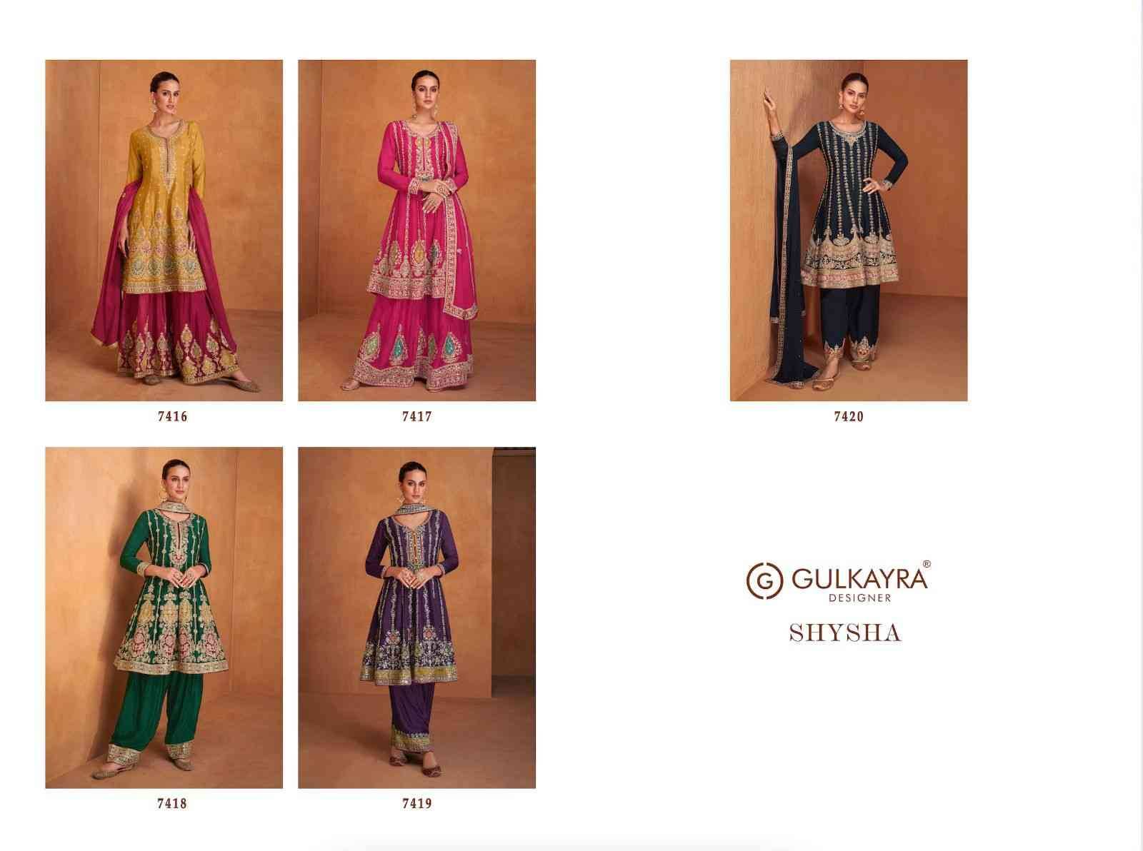 Shysha By Gulkayra Designer 7416 To 7420 Series Beautiful Festive Suits Colorful Stylish Fancy Casual Wear & Ethnic Wear Chinnon Dresses At Wholesale Price