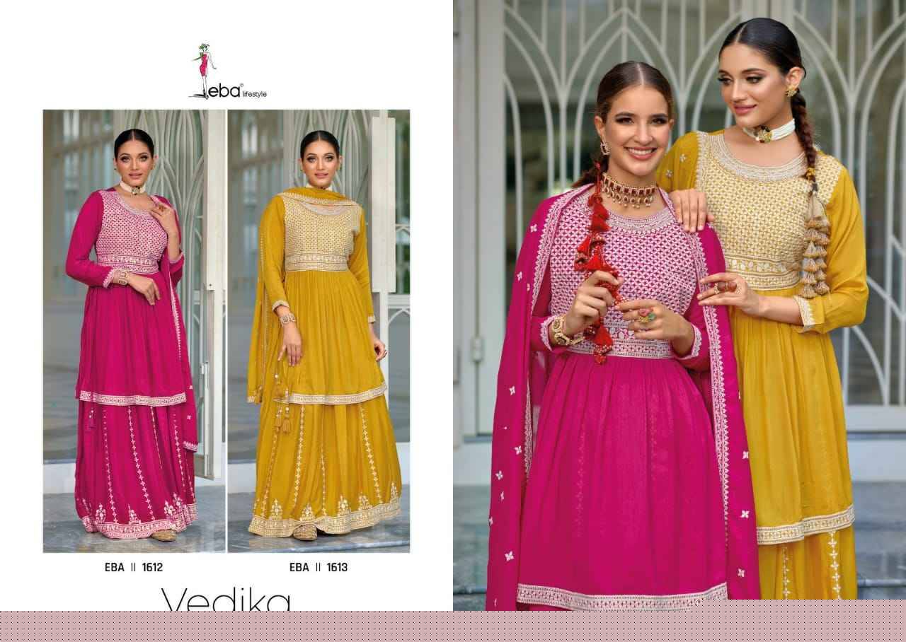 Vedika By Eba Lifestyle 1612 To 1613 Series Beautiful Festive Suits Stylish Fancy Colorful Party Wear & Occasional Wear Premium Silk Embroidered Dresses At Wholesale Price