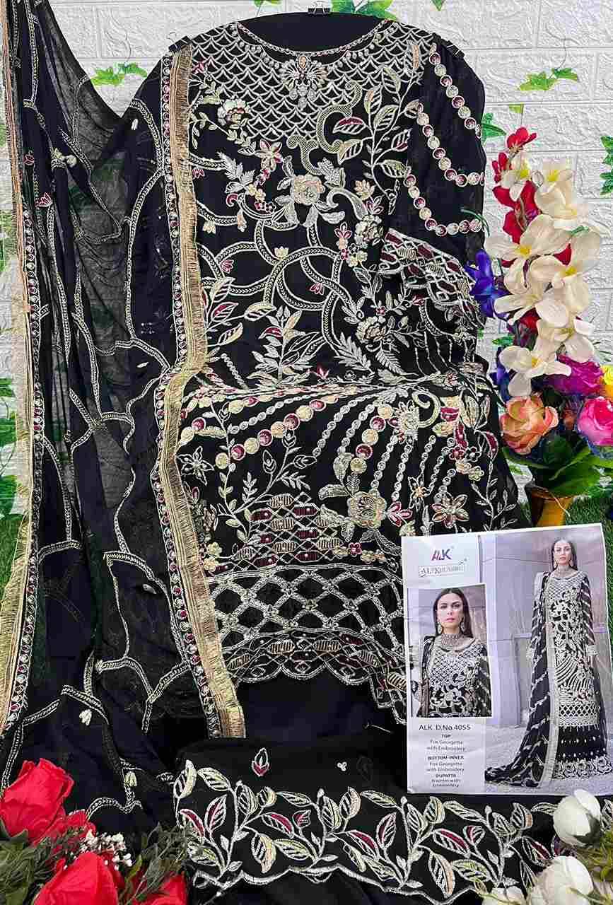 Al Khushbu Hit Design 4055 By Al Khushbu Pakistani Suits Collection Beautiful Stylish Fancy Colorful Party Wear & Occasional Wear Faux Georgette Embroidered Dresses At Wholesale Price