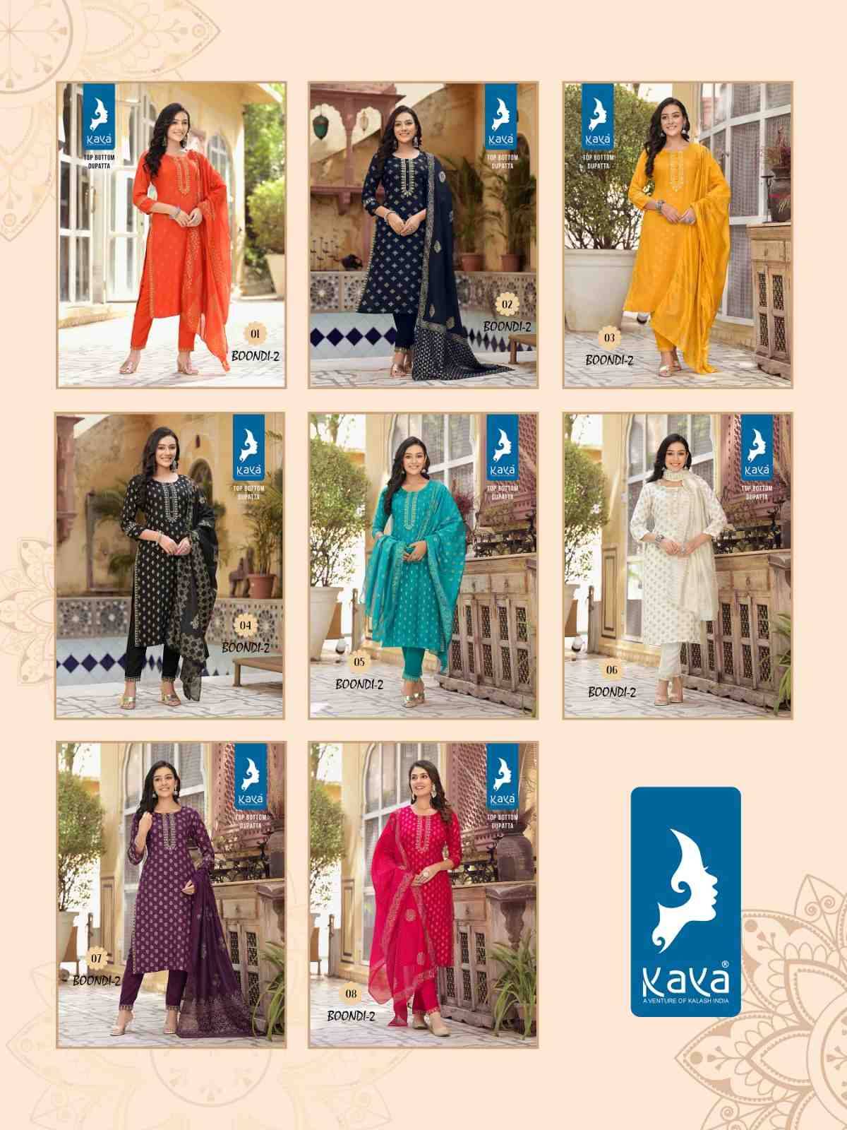 Boondi Vol-2 By Kaya 01 To 08 Series Festive Suits Collection Beautiful Stylish Fancy Colorful Party Wear & Occasional Wear Rayon Print Dresses At Wholesale Price