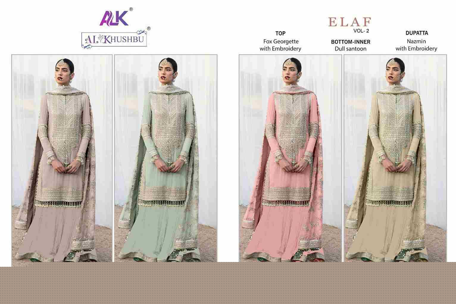 Elaf Vol-2 By Al Khushbu 4058-A To 4058-D Series Beautiful Pakistani Suits Colorful Stylish Fancy Casual Wear & Ethnic Wear Faux Georgette Embroidered Dresses At Wholesale Price