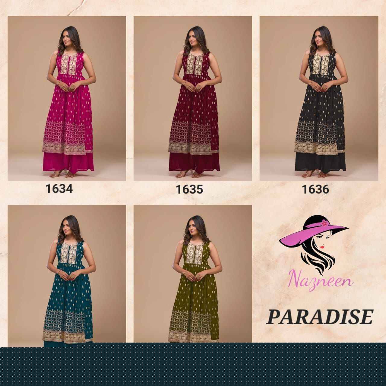 Paradise By Nazneen 1634 To 1638 Series Beautiful Festive Suits Colorful Stylish Fancy Casual Wear & Ethnic Wear Heavy Georgette Dresses At Wholesale Price