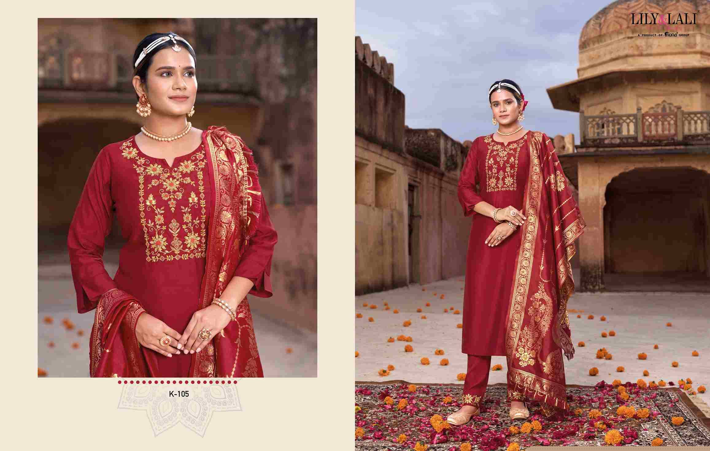 Karwa By Lily And Lali 101 To 106 Series Beautiful Festive Suits Colorful Stylish Fancy Casual Wear & Ethnic Wear Viscose/Organza Silk/Silk Embroidered Dresses At Wholesale Price