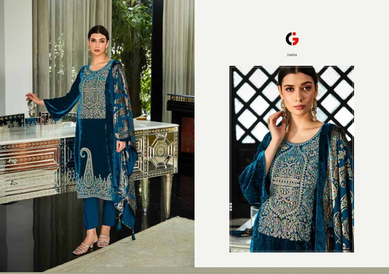 Murad By Gull Jee 24001 To 24006 Series Beautiful Festive Suits Colorful Stylish Fancy Casual Wear & Ethnic Wear Pure Velvet Embroidered Dresses At Wholesale Price