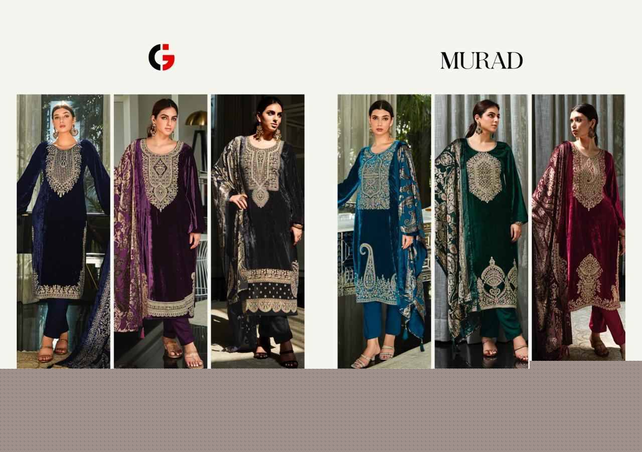 Murad By Gull Jee 24001 To 24006 Series Beautiful Festive Suits Colorful Stylish Fancy Casual Wear & Ethnic Wear Pure Velvet Embroidered Dresses At Wholesale Price
