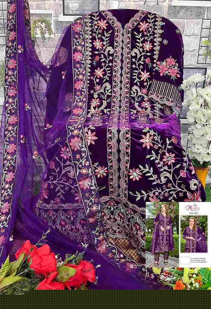Motifz Hit Design 382 Colours By Motifz 382-A To 382-D Series Beautiful Pakistani Suits Colorful Stylish Fancy Casual Wear & Ethnic Wear Velvet Embroidered Dresses At Wholesale Price