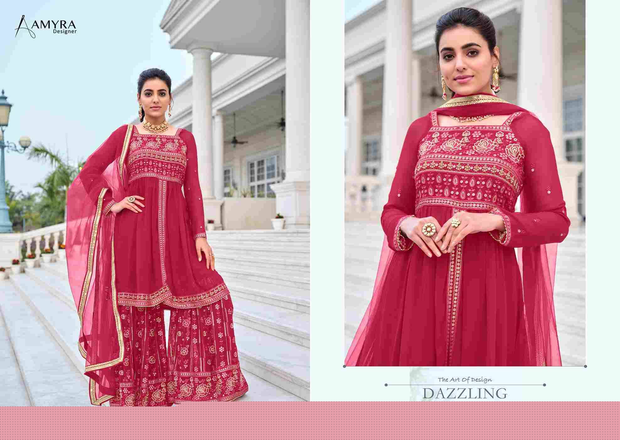 Angel By Amyra Designer 101 To 104 Series Beautiful Stylish Sharara Suits Fancy Colorful Casual Wear & Ethnic Wear & Ready To Wear Heavy Georgette Embroidered Dresses At Wholesale Price