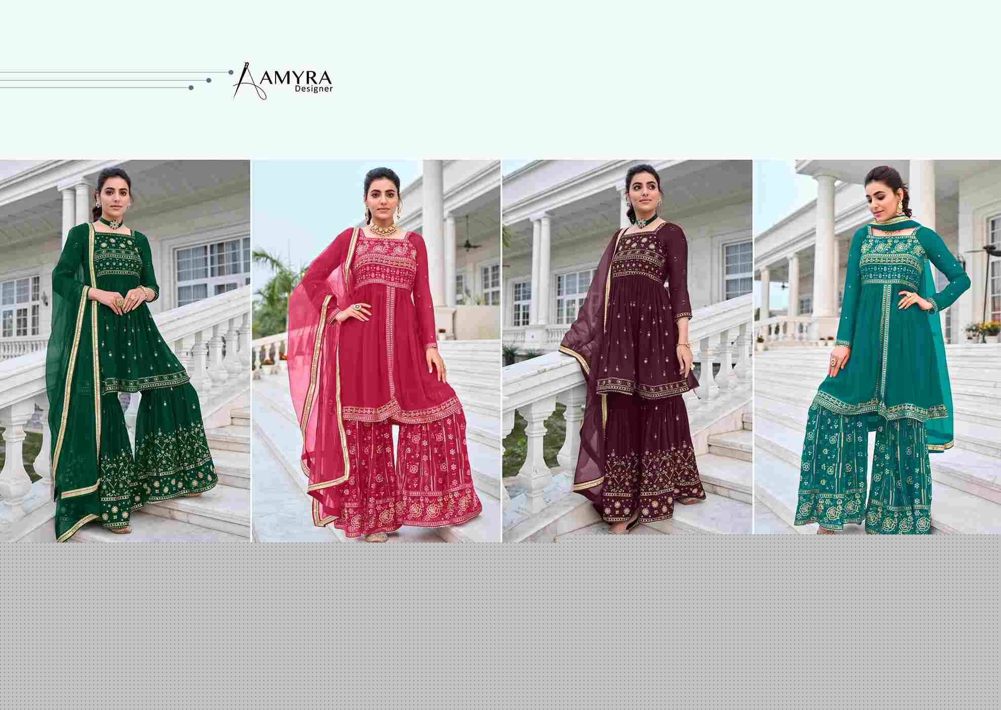 Angel By Amyra Designer 101 To 104 Series Beautiful Stylish Sharara Suits Fancy Colorful Casual Wear & Ethnic Wear & Ready To Wear Heavy Georgette Embroidered Dresses At Wholesale Price