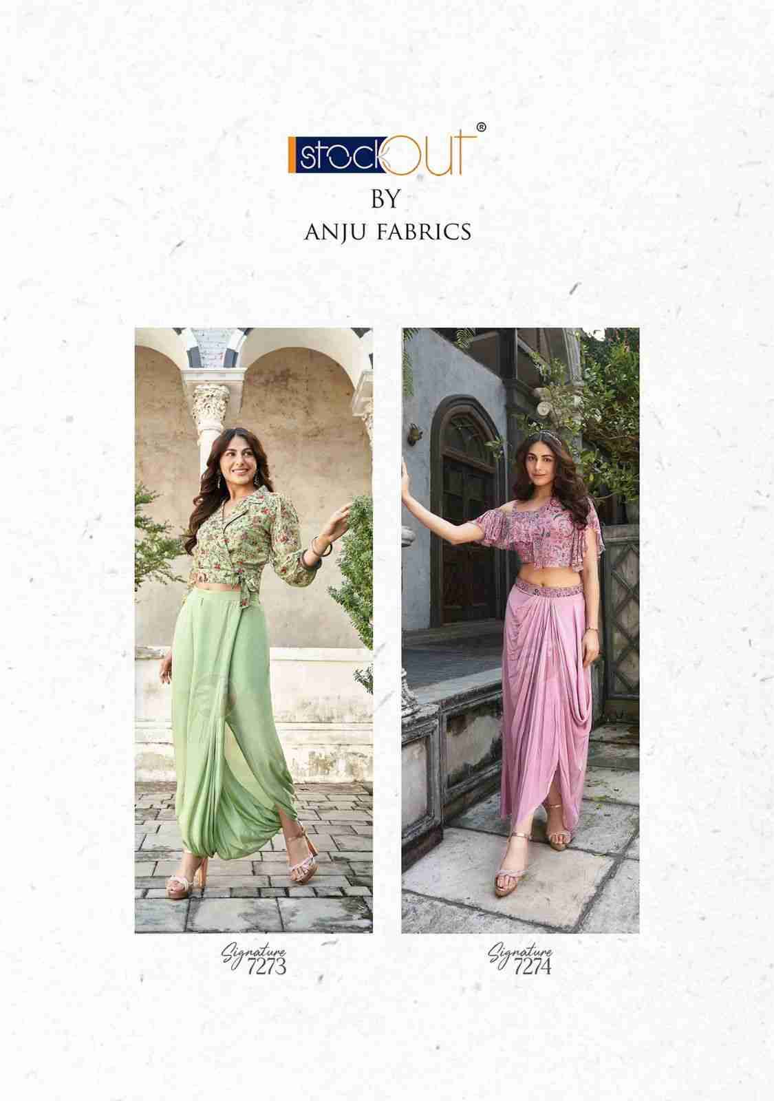 Signature By Anju Fabrics 7271 To 7274 Series Designer Stylish Fancy Colorful Beautiful Party Wear & Ethnic Wear Collection Pure Viscose Georgette Tops With Bottom At Wholesale Price