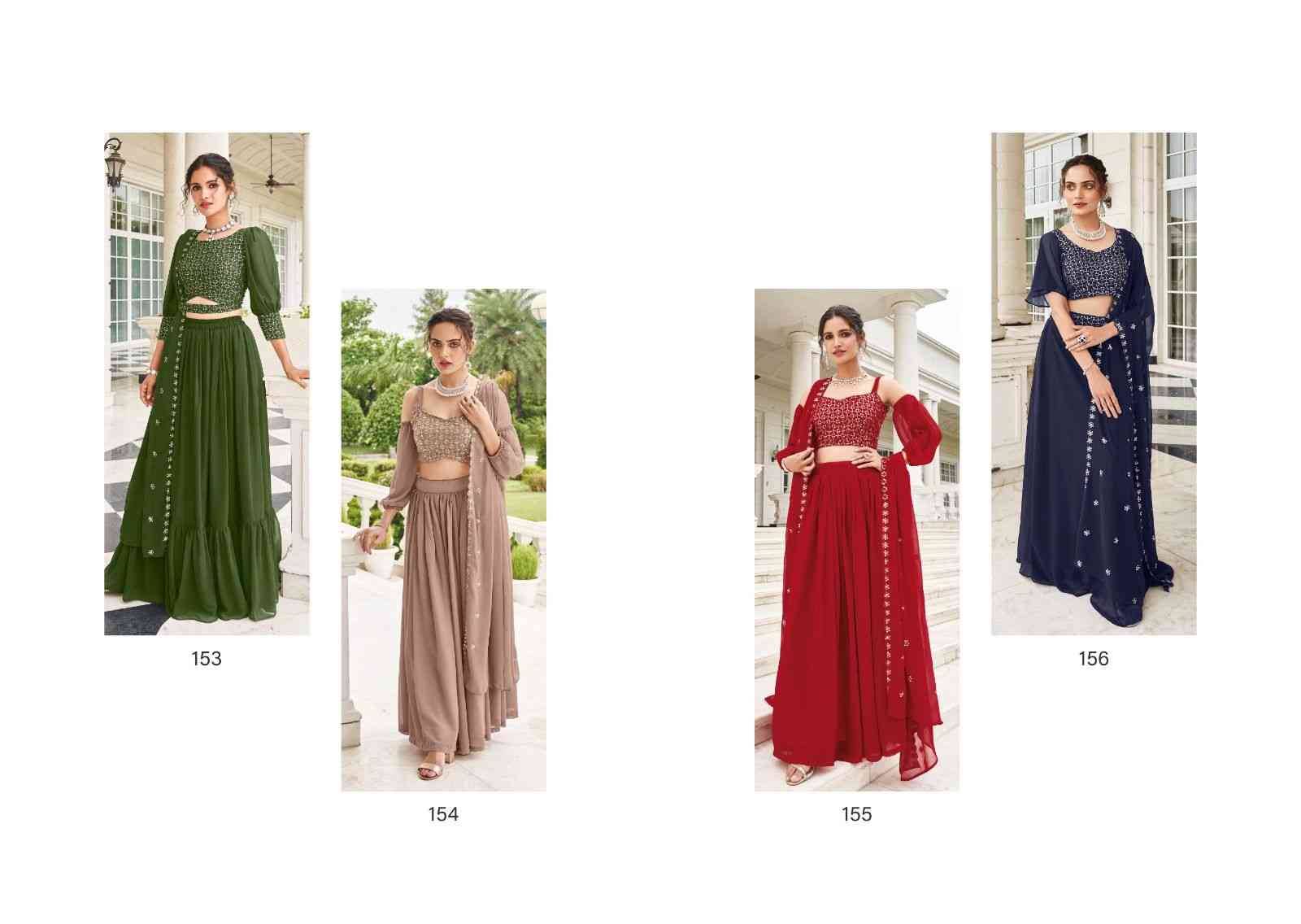 Amisha By Shree Matee Fashion 153 To 156 Series Designer Beautiful Wedding Bridal Collection Occasional Wear & Party Wear Pure Faux Georgette Lehengas At Wholesale Price